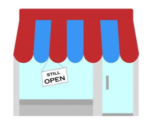 Graphic with "Still Open" Sign