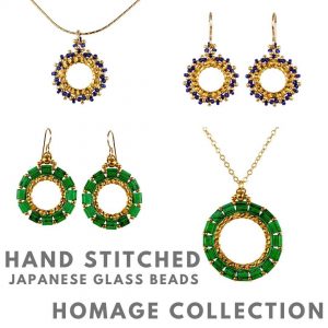 Homage Collection Jewelry, handstitched, Japanese glass beads 