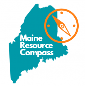 Graphic - Map of Maine with compass. Text reads Maine Resource Compass