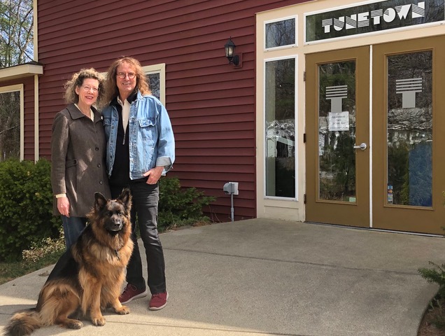 John and Pam Edwards and their dog - TuneTown Music Gear - Wells - Maine SBDC