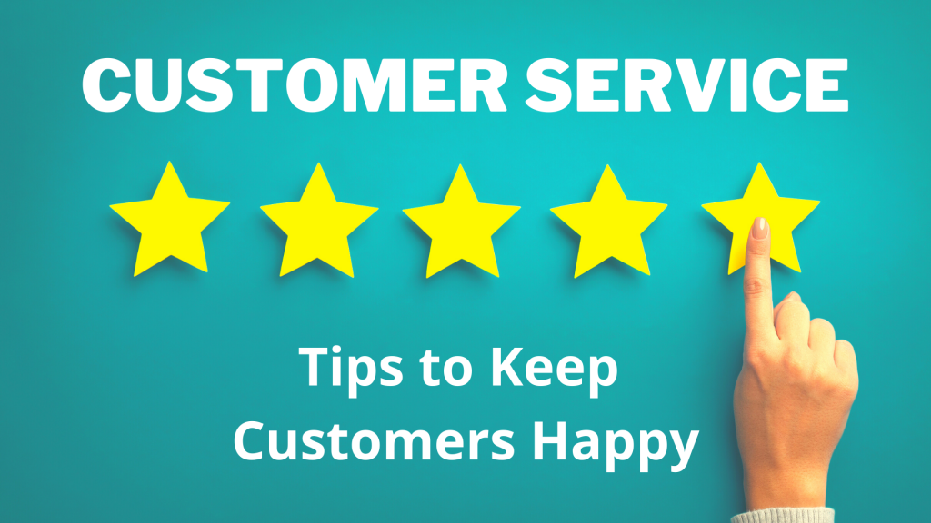 Graphic with five stars for customer service