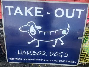 Harbor Dogs takeout signage
