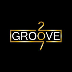 Groove 207 Logo, white and gold type on black background