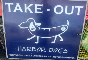 Harbor Dogs takeout signage