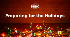 Dark red background with holiday lights with words "Preparing for the Holidays"