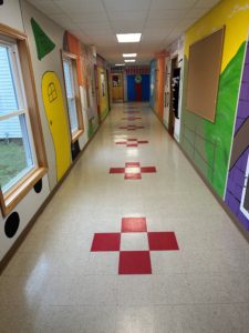 Colorful daycare hallway