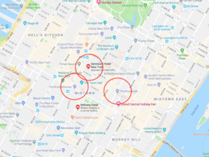 Screenshot of map with circles showcasing how DealPoint's new app will help target marketing messages via location on phones