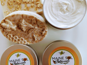Maine Sol Botanicals products including an oatmeal soap and creams