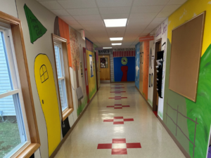 Colorful painted school hallway from Kelly's Place Learning Center