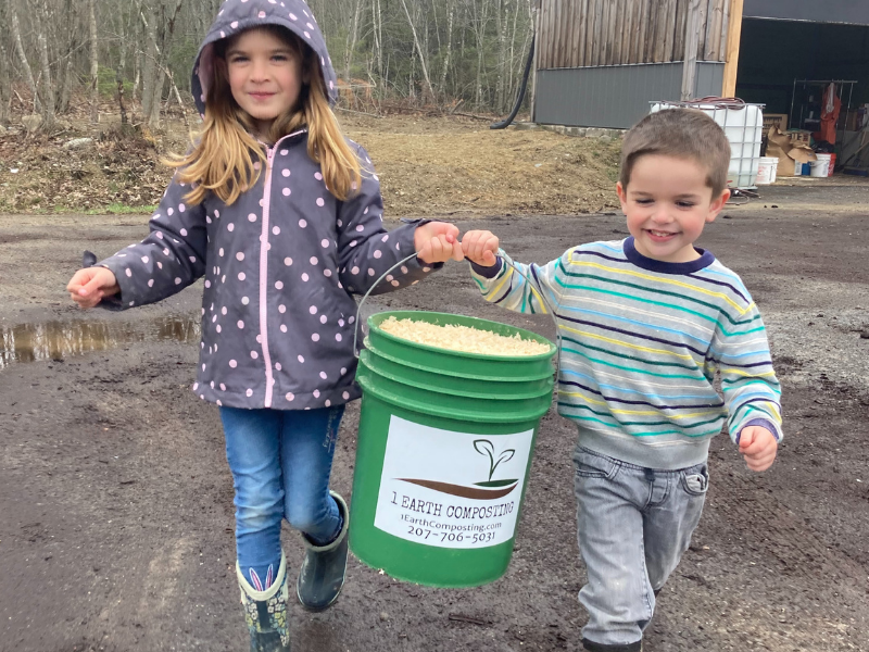 Kids helping out at their family business, 1 Earth Composting
