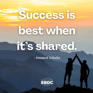 Quote "Success is best when it's shared" Howard Schultz, on decorative background